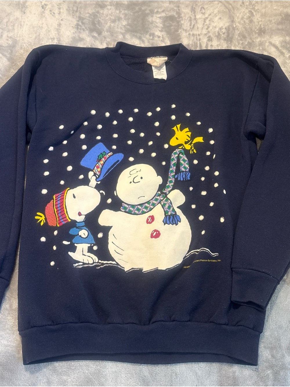 Vintage Peanuts Snowman Crewneck Sweatshirt Christmas Cozy